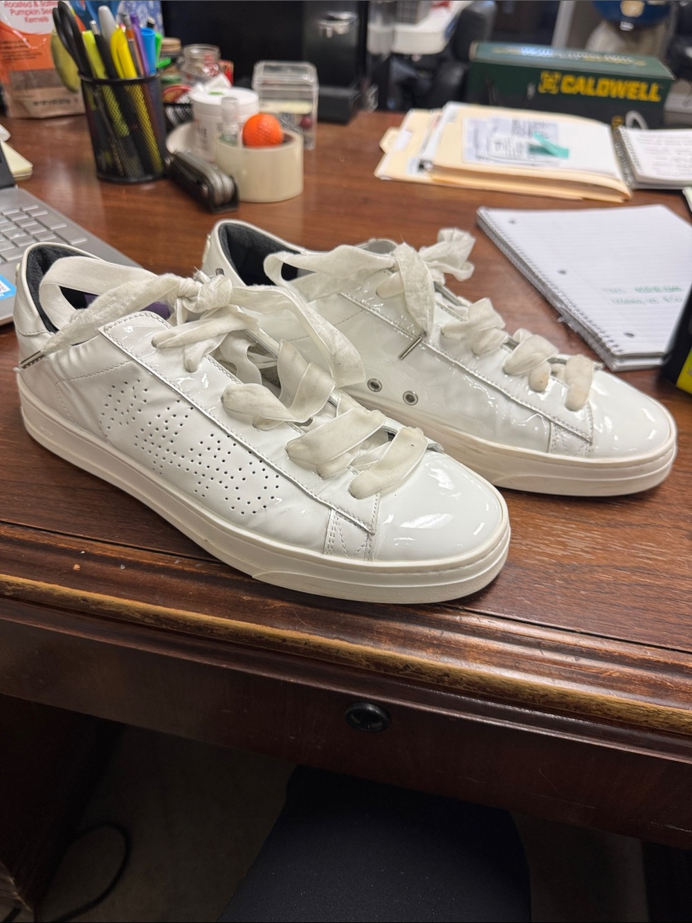 P448 White Patent Leather Sneakers